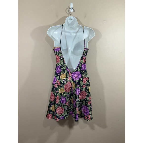 VTG Womens Floral Mini Slip Dress S Purple 90s Whimsigoth Grunge Dark Cottage - Picture 3 of 6